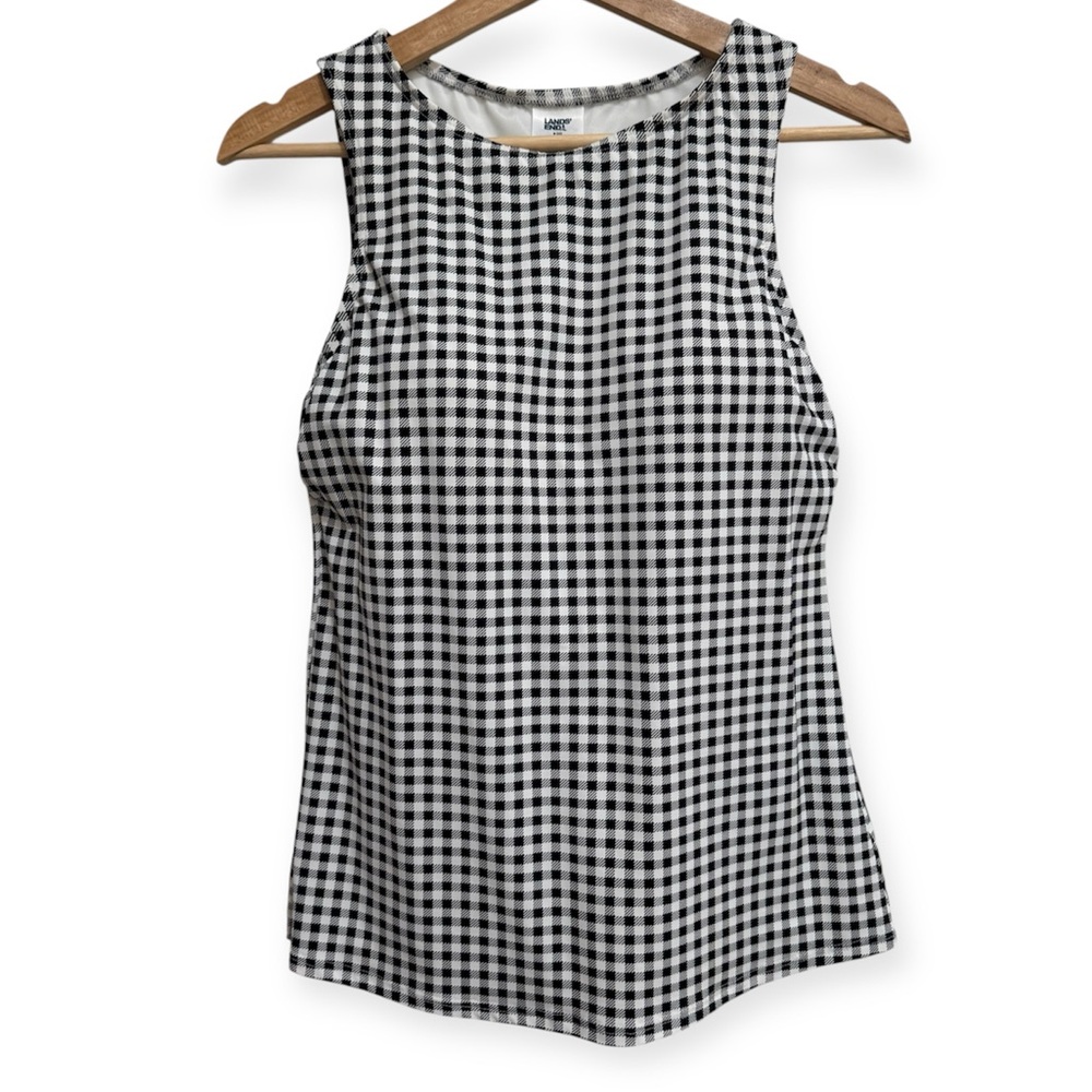 Lands’ End Gingham Plaid Tankini Top 8 DD